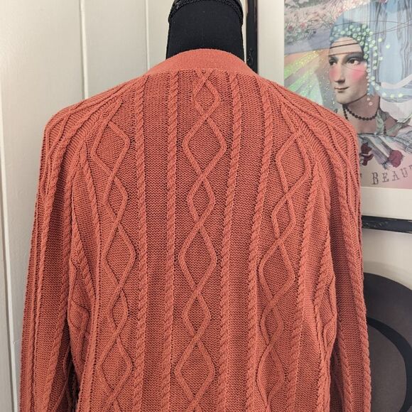 Joie Cable Knit Cardigan Preppy Academia Countryside Coastal Lagenlook Granny M - Picture 7 of 9